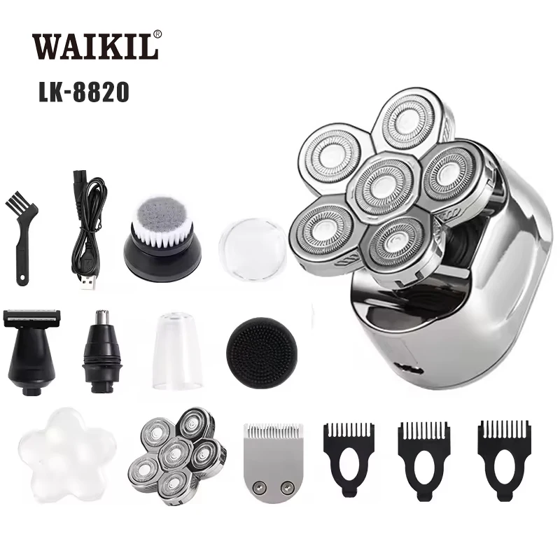 

WAIKIL professional men's multifunctional electric shaver 6 in 1 hair trimmer USB rechargeable digital trimming grooming tool