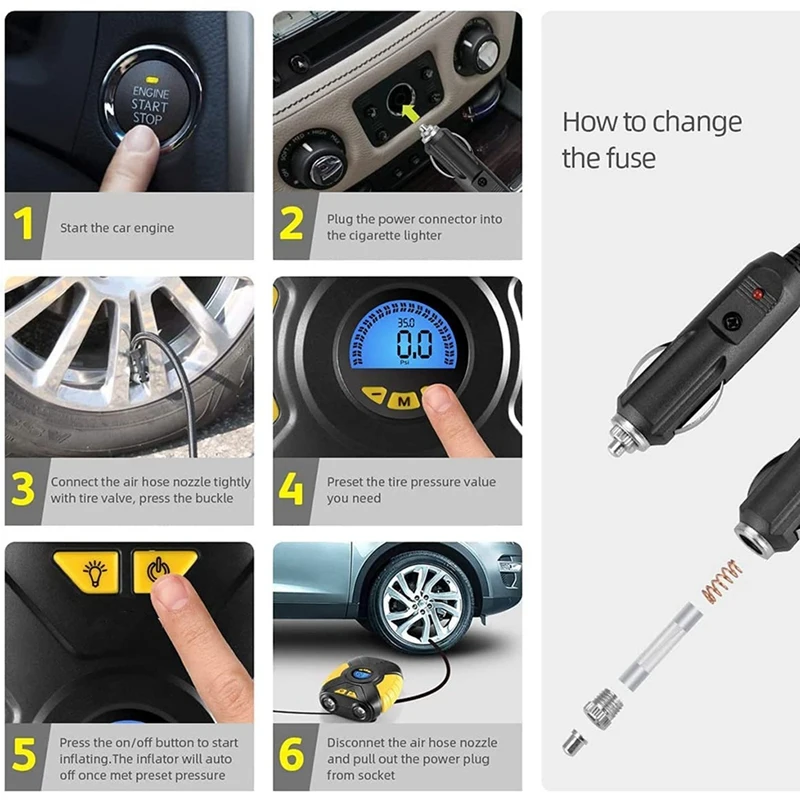 Digital Car Tire Inflator Portable Air Compressor For Car Tire Pump Automatic 12V Electric Car Air Pump For Car Tires