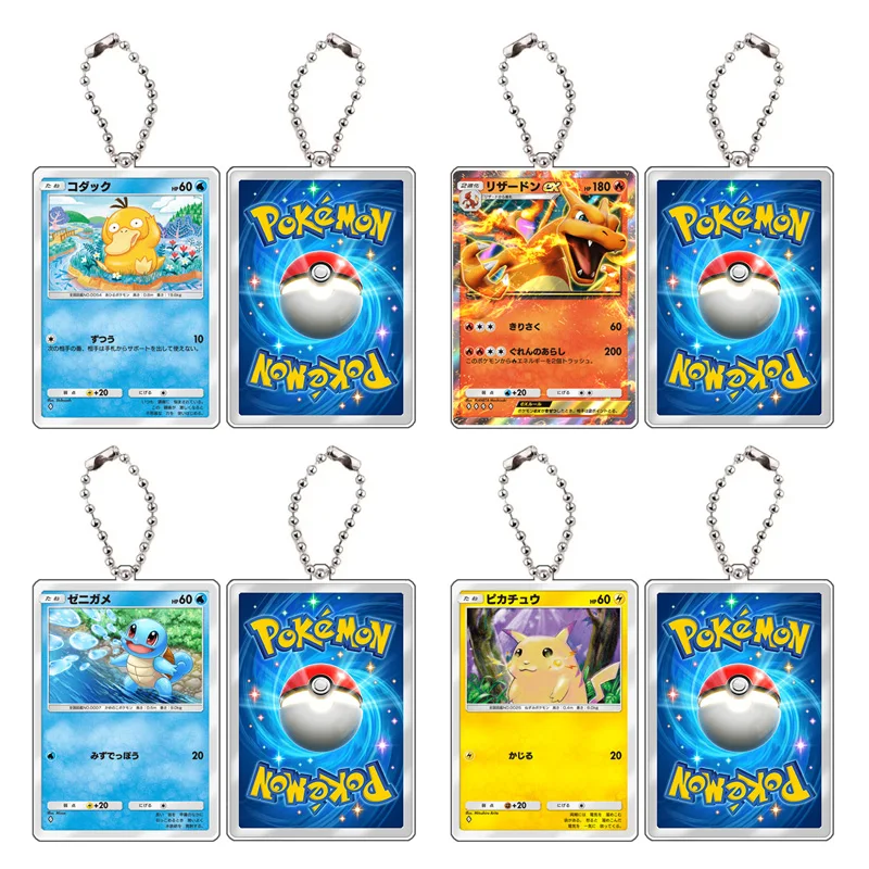 

Anime Japanese Version Pokemon Card Shape Acrylic Keychain Cartoon Key Ring Accessories Bag Pendant Classics Game Collection Toy