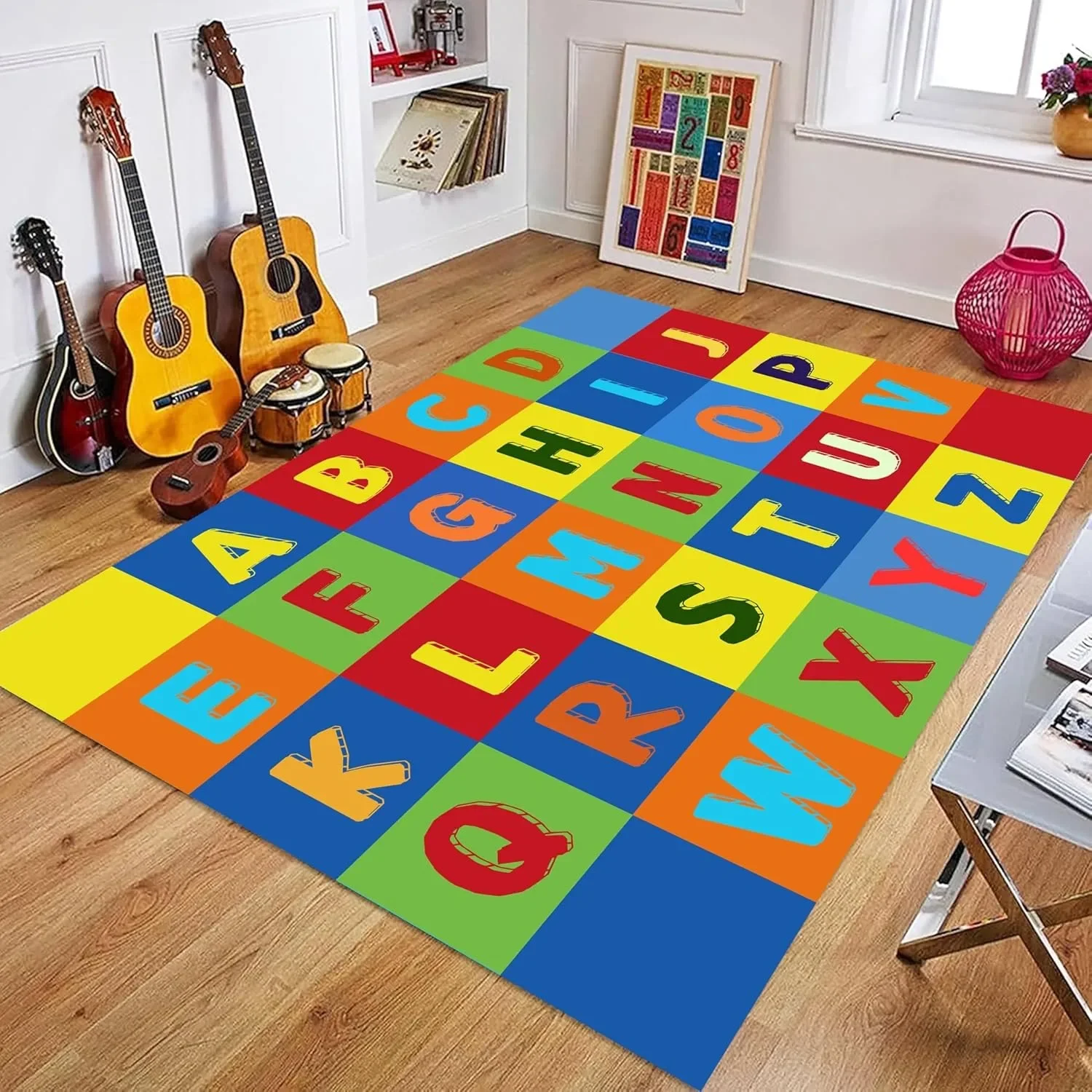 Tappeto per bambini per sala giochi Tappeto alfabetico ABC Tappeto per apprendimento per bambini Tappetino da gioco lavabile per camera da letto per b