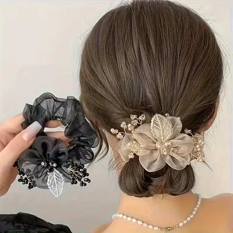 1 diadema con diseño de cielo estrellado para mujer, lazo para el pelo de alta gama con accesorios para el cabello en forma de moño, accesorios para el cabello de color rosa que brillan gradualmente