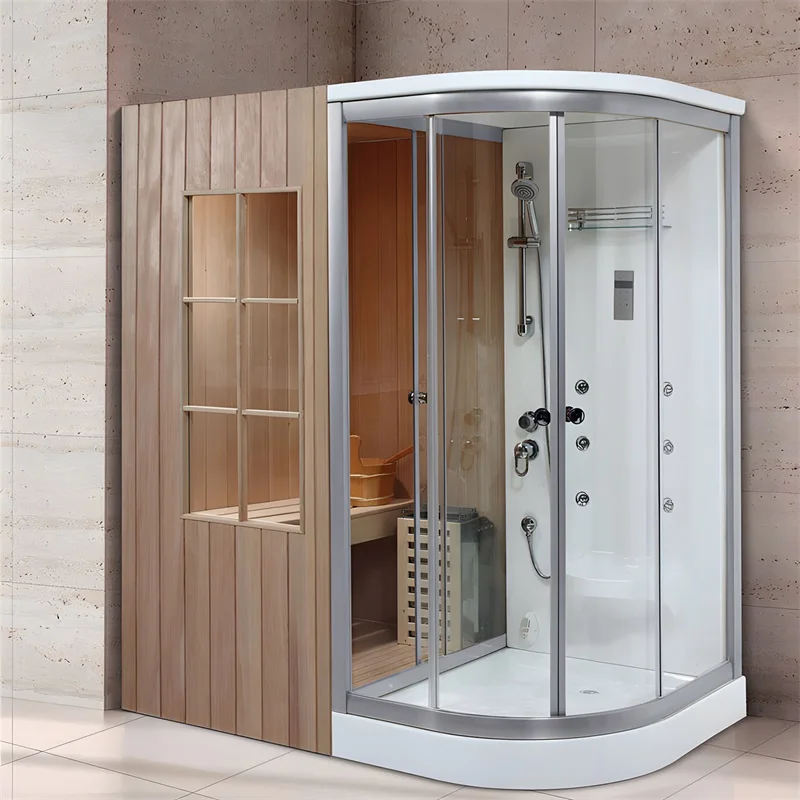 Hot Sales Modern Design Indoor Steam Sauna Room Dry & Steam Infrared Feature Hemlock Solid Wood for Villas