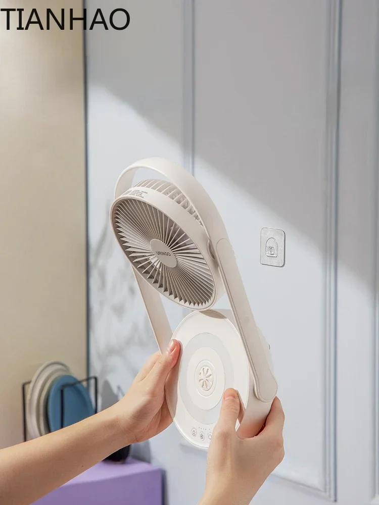 Electric Fan Household Mute Charging Countertop Small Dormitory Kitchen Punch-Free 220V Wall Hanging