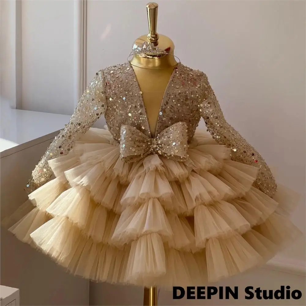 

2024 New Children's & Girls Birthday Dress Sequined Dress Princess Dresses Christmabirthday Party Dress Haute Couture Girl Dress