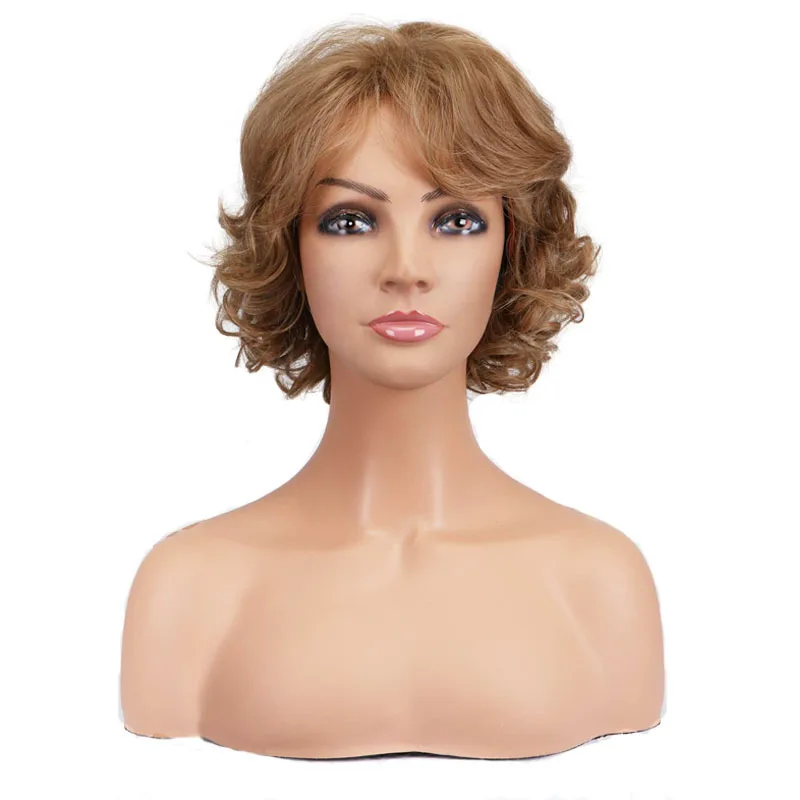 Women Fashion Mixed Brown Wigs Short Hairstyle Soft Healthy Daily Wear Wig Short Synthetic Wigs for Mommy Gifts Wigs