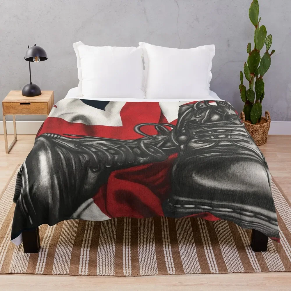 Skinhead Doc Marten Boots with Union Flag drawing Throw Blanket warm for winter Bed linens Blankets