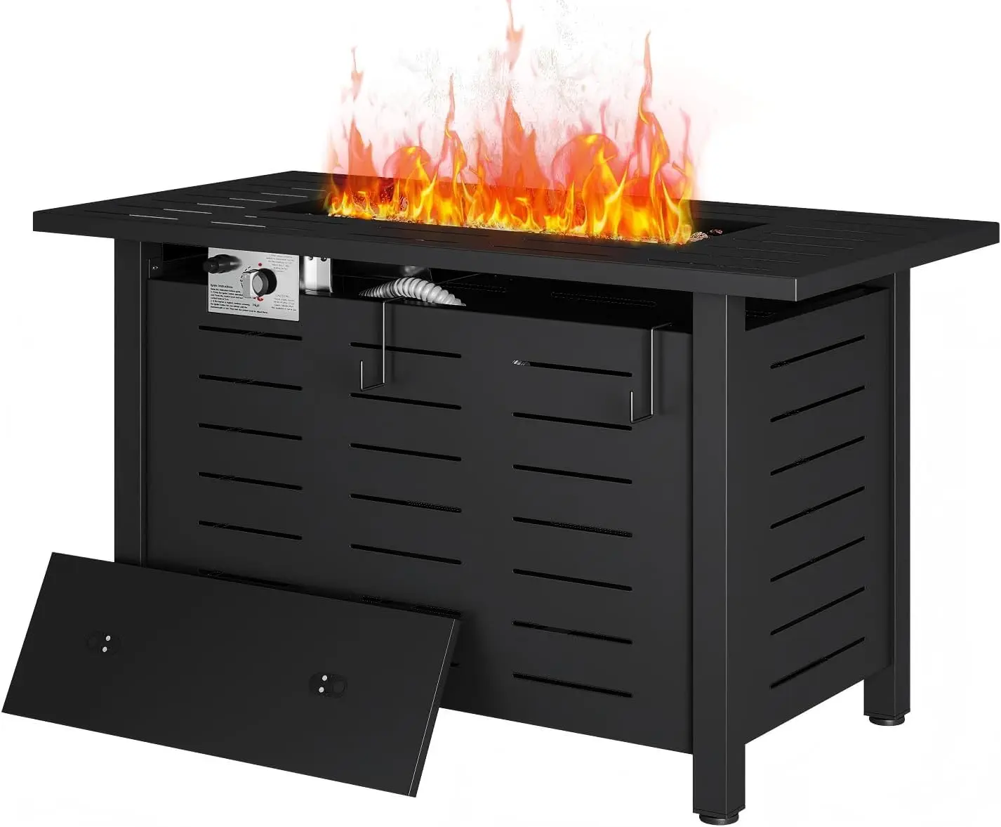 41 Inch Propane Fire Pit Table with Removable Lid & Lava Rocks, 2-in-1 Outdoor Dining Table for Patio Deck Backyard, CSA Certified, One-Touch Ignition