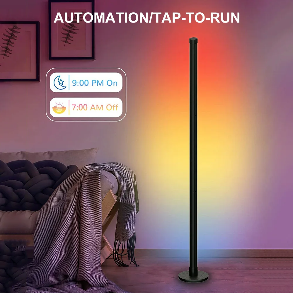 Living Room Dimmable RGB Corner Floor Lamp Smart App Remote Control LED Mood Light Music Rhythm Pickup Light Interior Lighting