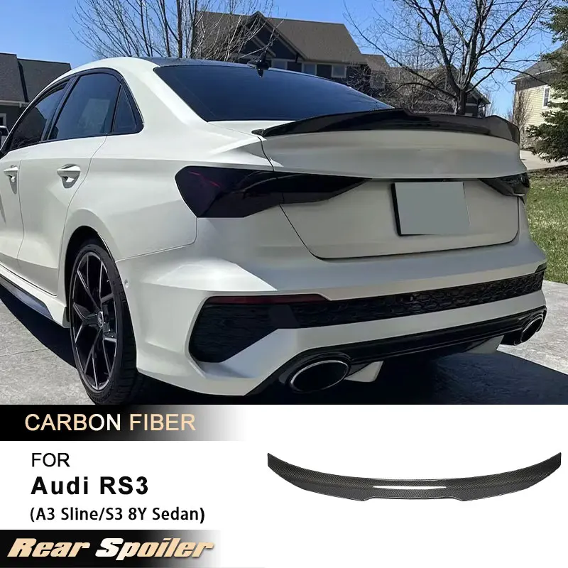 

Car Rear Trunk Spoiler Wings for Audi A3 Sline S3 RS3 8Y Sedan 2021-2023 Rear Spoiler Boot Duckbill Wing Lip Carbon Fiber FRP