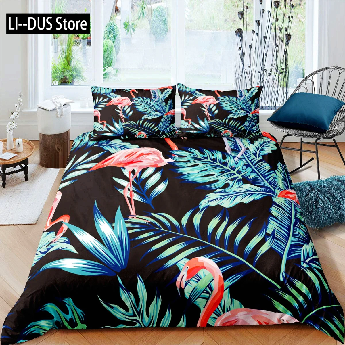 غطاء لحاف على شكل حيوان الطوقان فلامنغو، طقم سرير كوين للأطفال والبنات والأولاد وغرفة نوم الأطفال، غطاء لحاف طقم سرير وردي جرلي #4