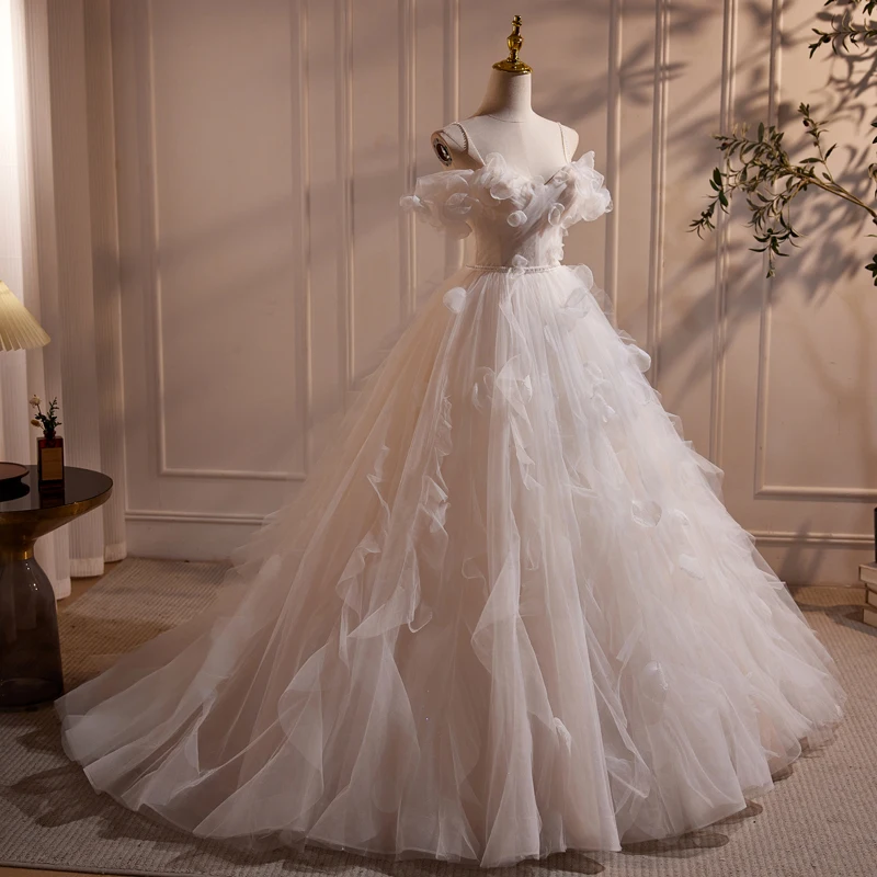 AnXin SH princesa encaje blanco correa de espagueti sin mangas rebordear rosa flor cristal encaje hasta vestido de fiesta vestido de noche personalizado