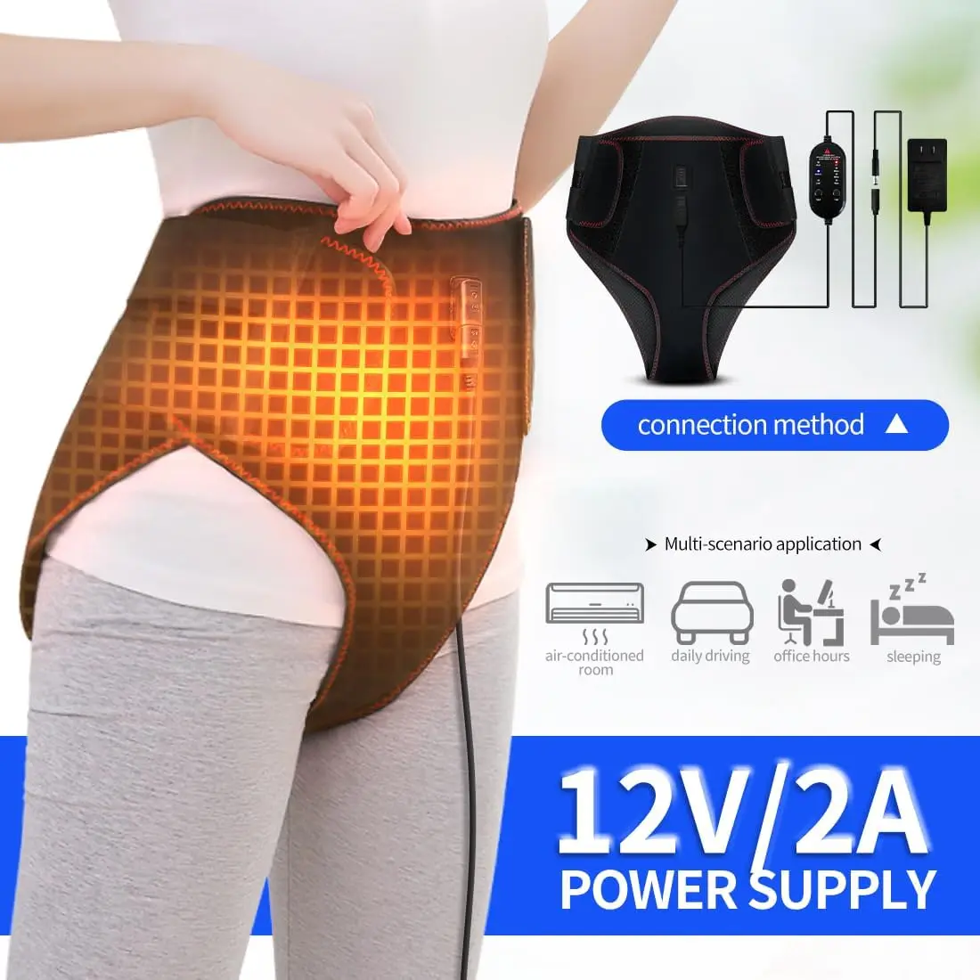 Electric Heating Massage Brace Heating for Period Cramps Massager for Women with 3 Vibration and Heat Settings Upgrade Menstrual