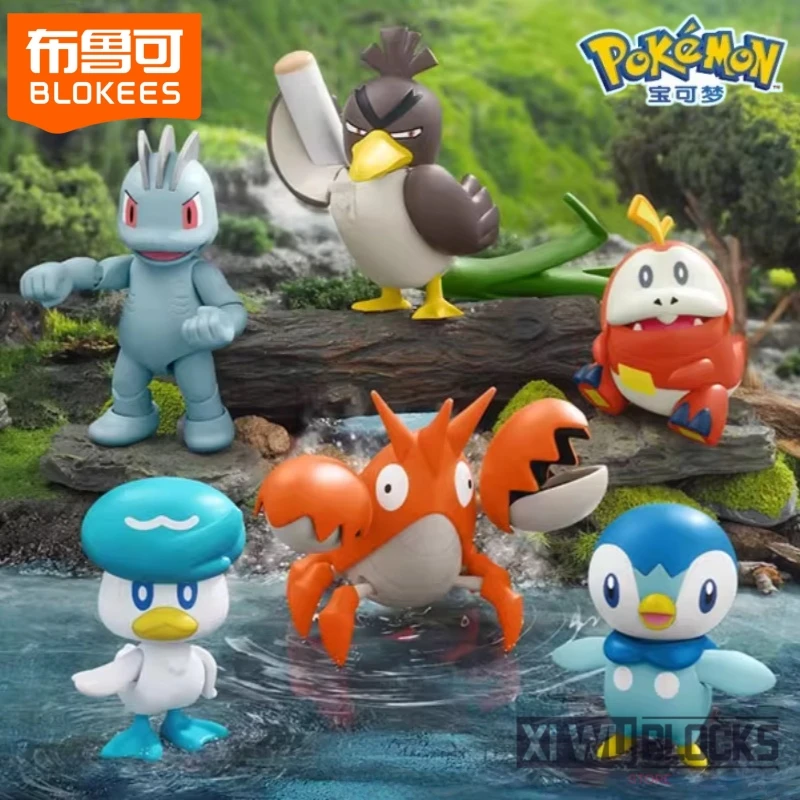 

BLOKEES Building Block Man Anime Pokémon Pikachu Splicing Model Ornaments Quaxly Fuecoco Movable Educational Toy Collection Gift