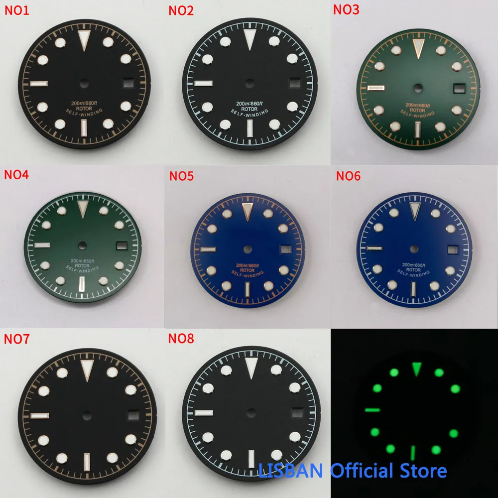 30.5mm Black Blue Sterile Luminous Dial fit NH35 ETA 2824 2836 Miyota 8215 821A Mingzhu DG2813 3804 ST1612