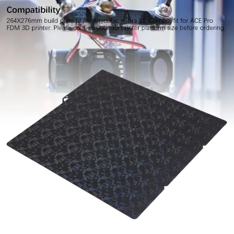264x276mm PEF PEY Build Plate Fit For Anycubic Kobra S1 3D Printer PEY Flake PEF Star Flexible Heated Printing Bed Platform