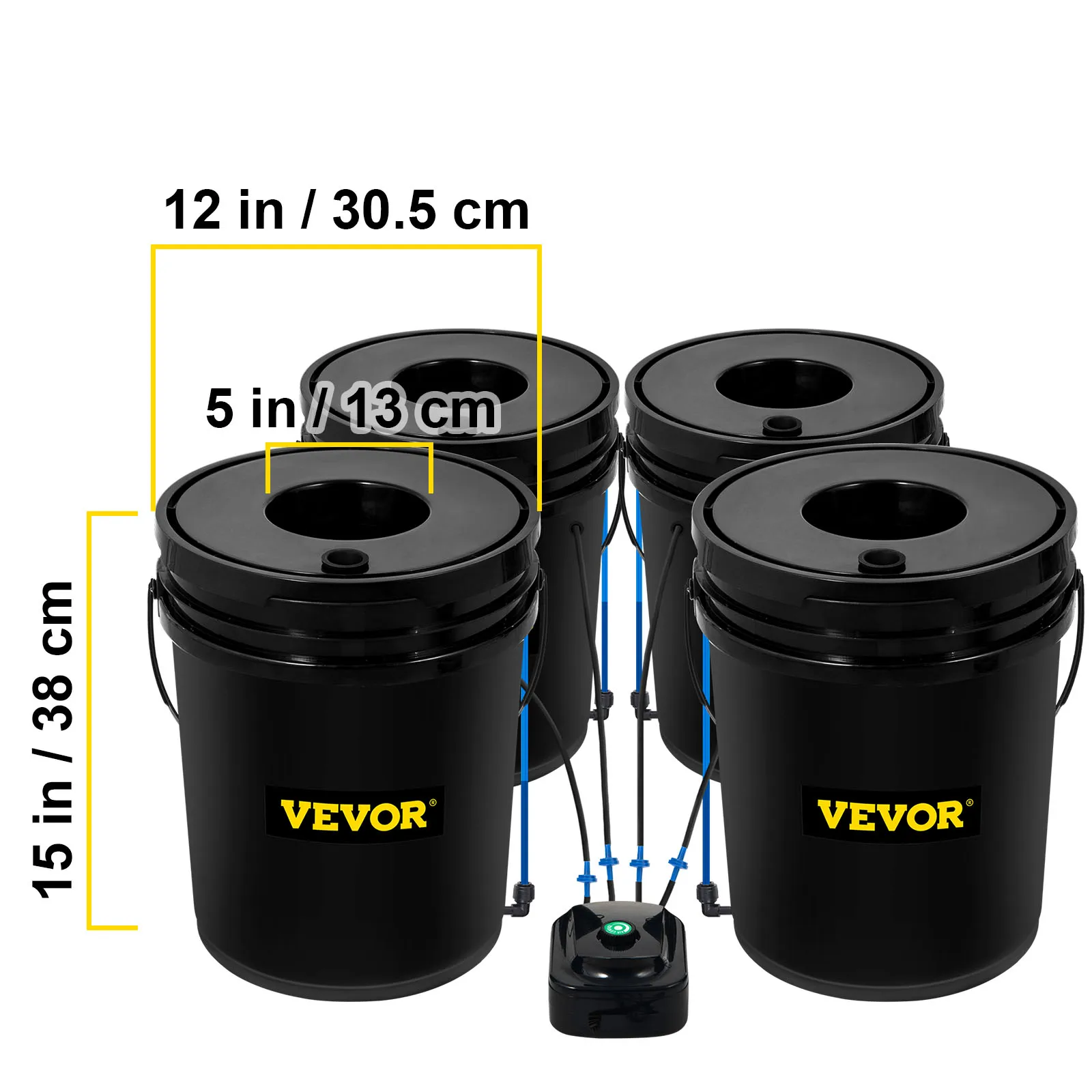 VEVOR hydroponie hluboká voda kultura DWC hydroponické systém 5 galon 4 / 5 / 8 buckets hydroponické systémy, součástky & příslušenství