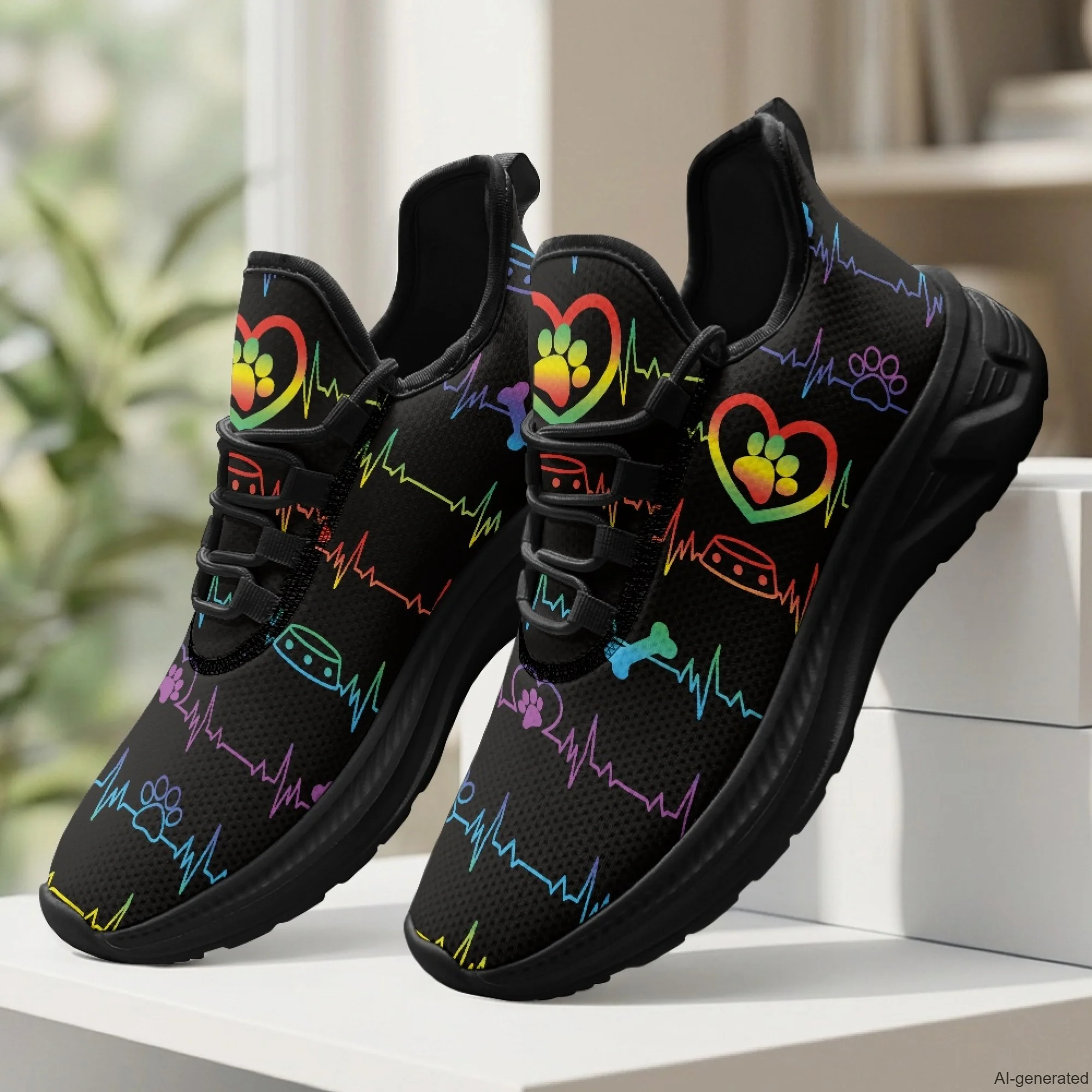 XIXIRIMIDO Womens Walking Shoes Nurse Shoes Nurse Sneakers Dog Paws Print Tenis Masculino De Corrida Barefoot Shoes 35-48