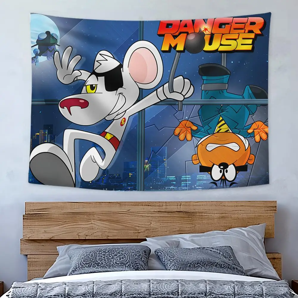 Anime D-Danger Mouse Tapestry Art Decor Banner Microfiber Backdrop for Bedroom Living Room Bar Garden Party