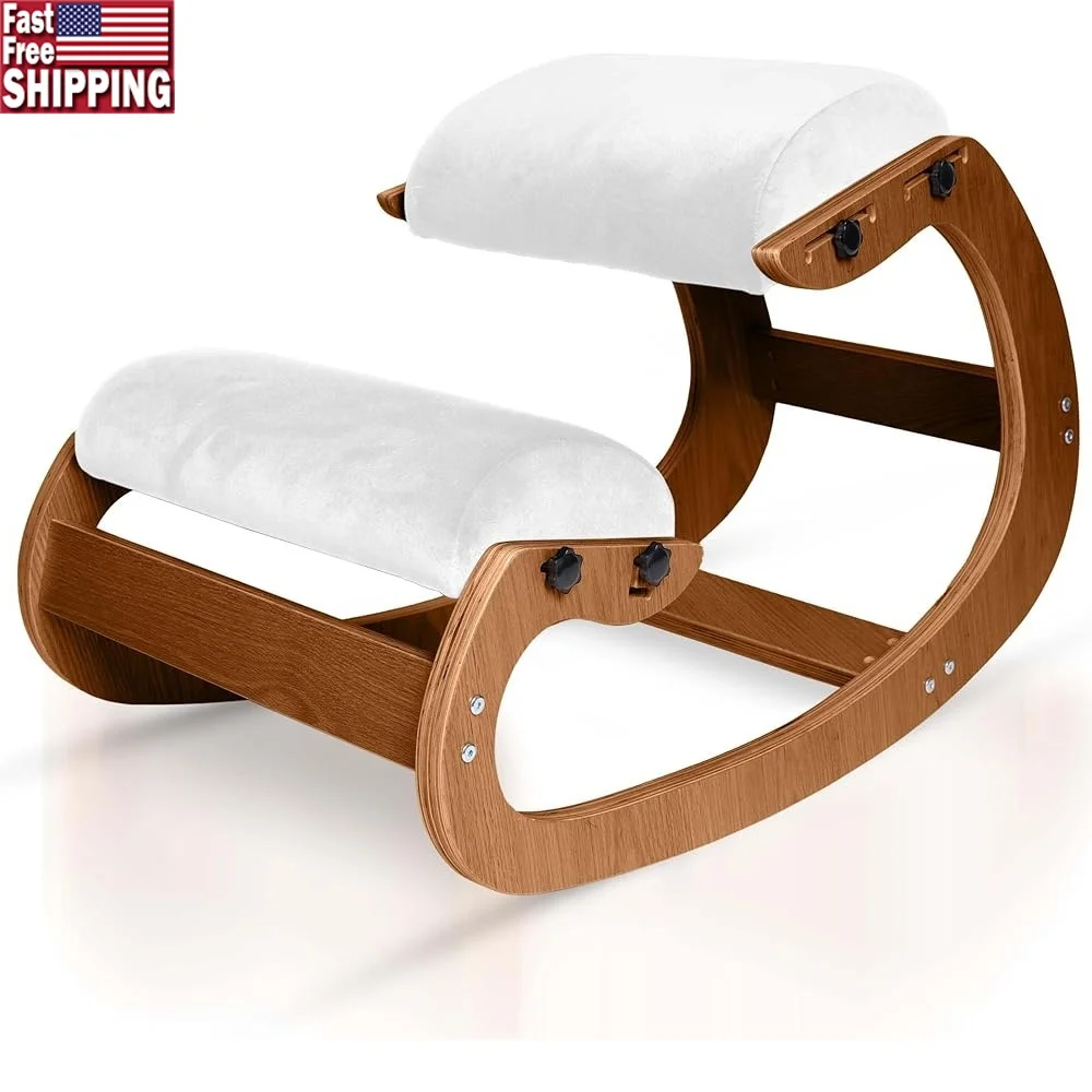 

Ergonomic Kneeling Chair Adjustable Office Desk Posture Corrector Wooden Rocking Knee Chair Comfort Cushion Durable Support