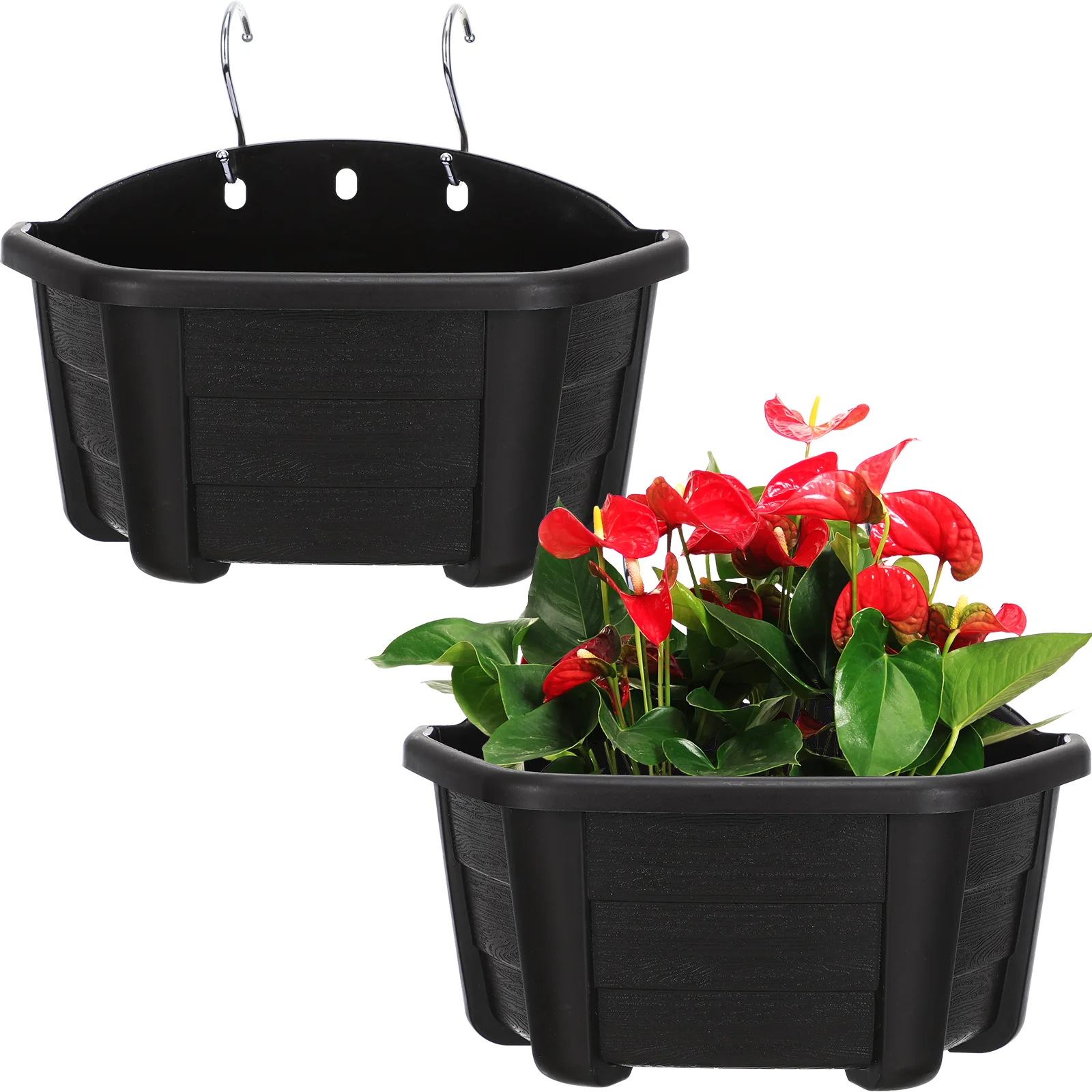 

2 Pcs Wall Mounted Semicircle Flower Pot Indoor Hanging for Plants Outdoor Flowerpots Fence Plastic