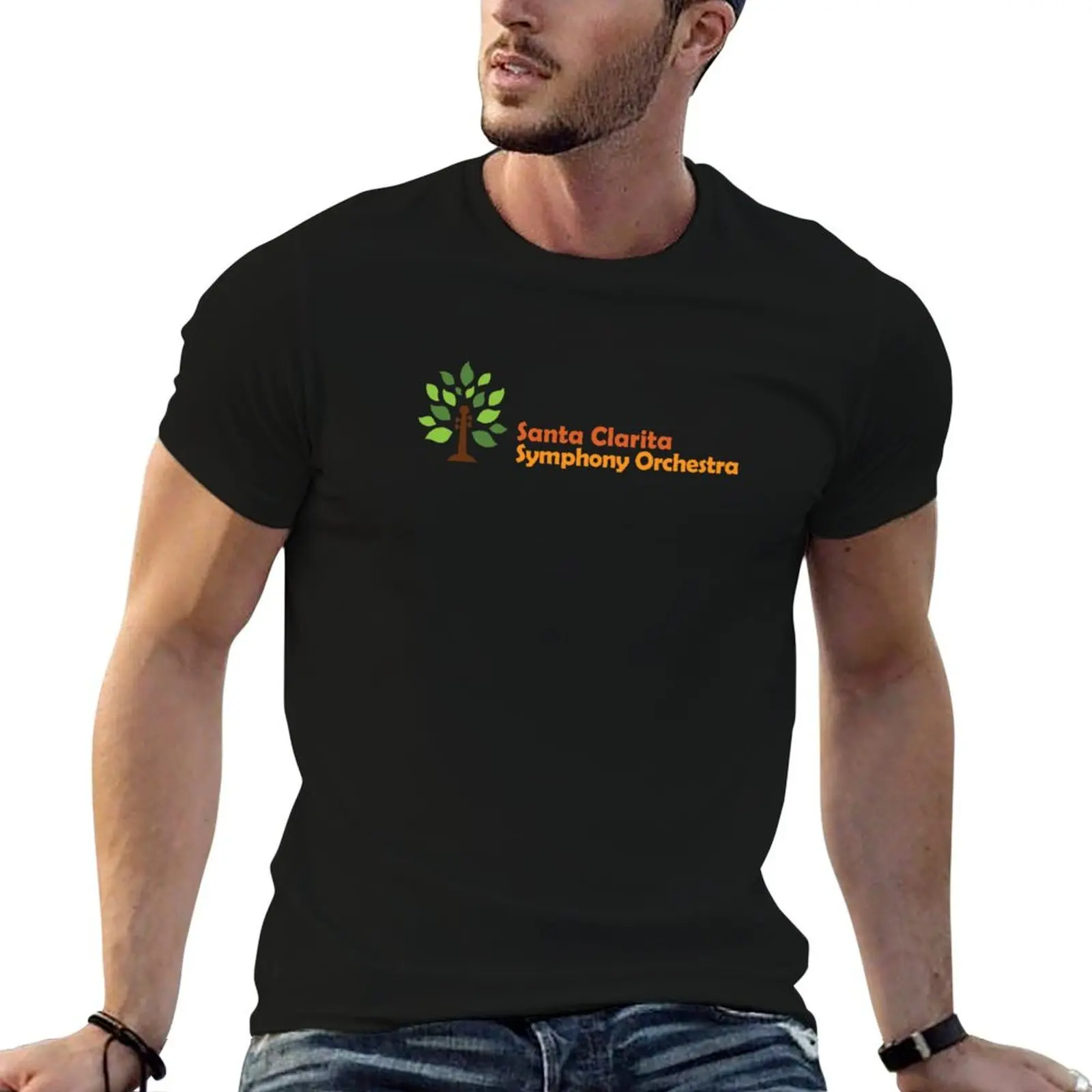 Santa Clarita Symphony Orchestra - horizontal logo T-Shirt Basic Solid Tee for Daily Use
