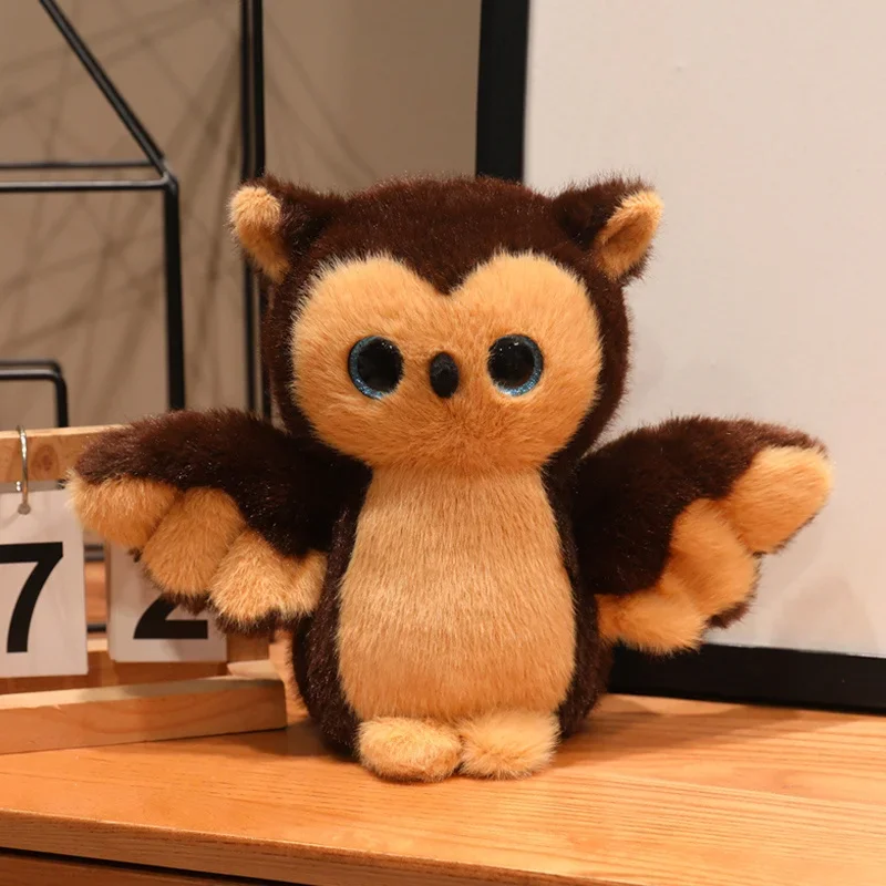 

Cute Fluffy Owl Plush Toy 2 Colors Adorable Stuffed Owl Doll with Big Eyes for Home Decor, Cuddling and Birthday Gifts.