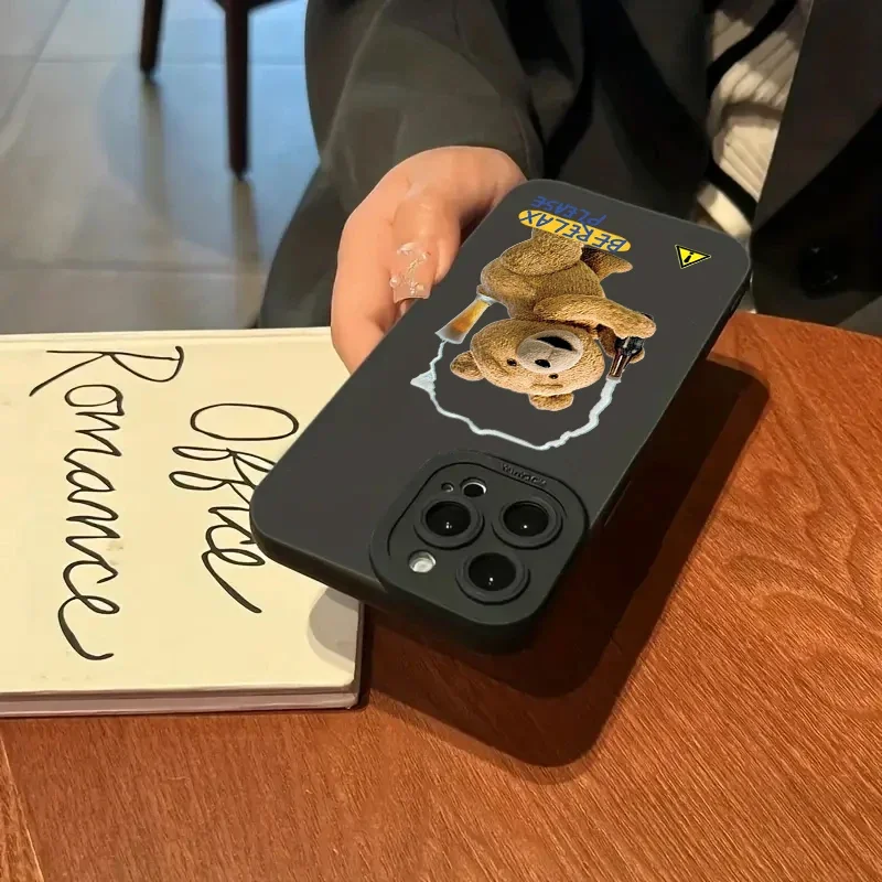 Casal dos desenhos animados urso de pelúcia caso de silicone para samsung galaxy s23 ultra s22 plus s21 s20 fe a14 a34 a54 a13 a23 a33 a52 a72 capa