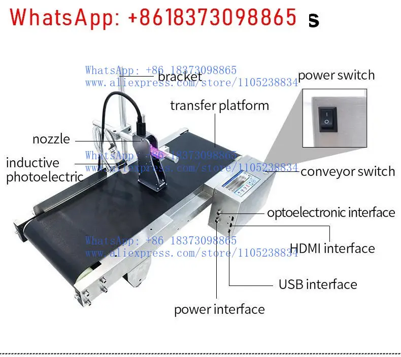 Tij expiration date batch code online inkjet printer with mini desktop conveyor