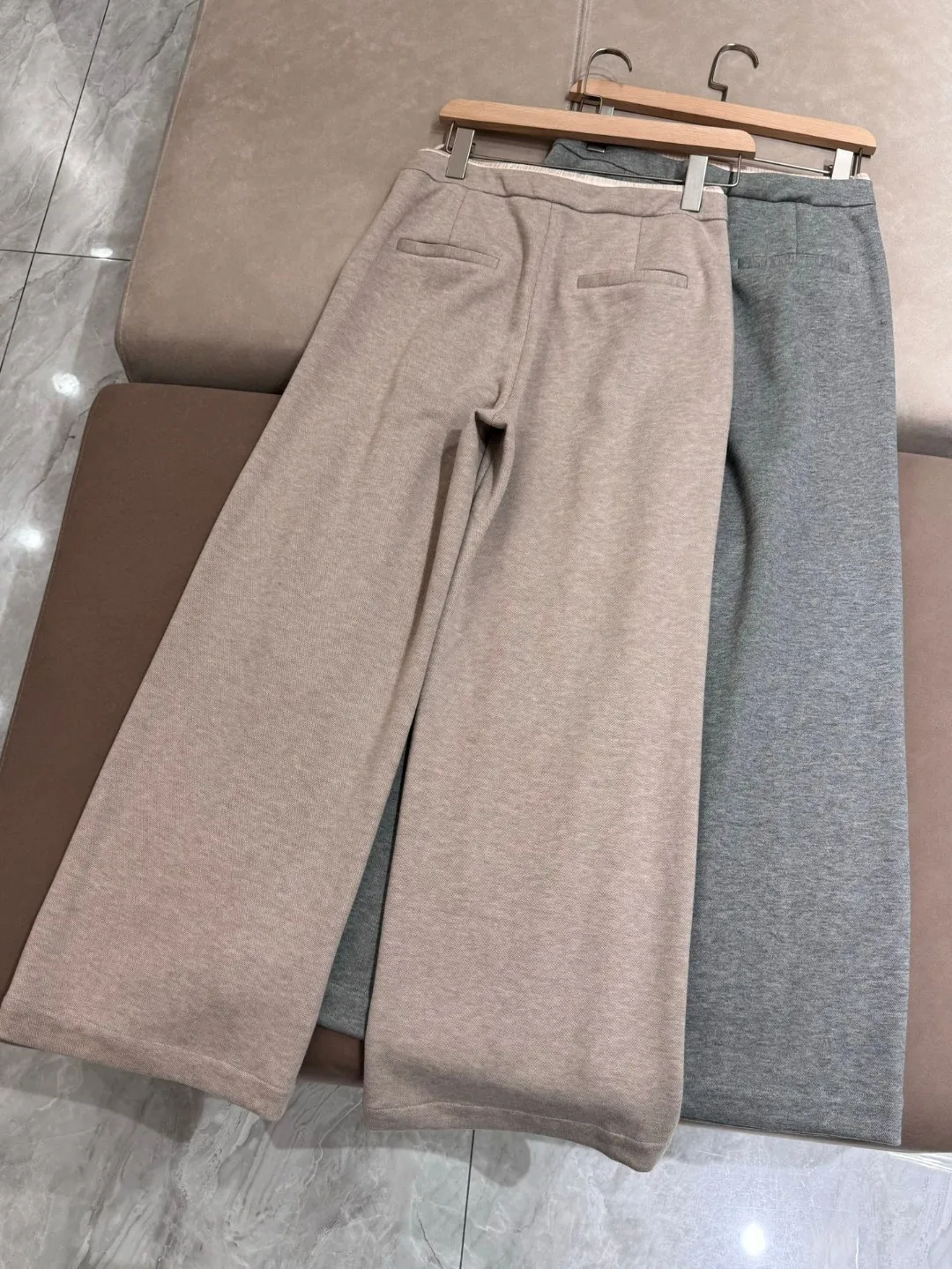 Autumn Winter Women\'s Pants Drawstring Elastic High Waist Trousers Female Wide Leg Straight Trousers