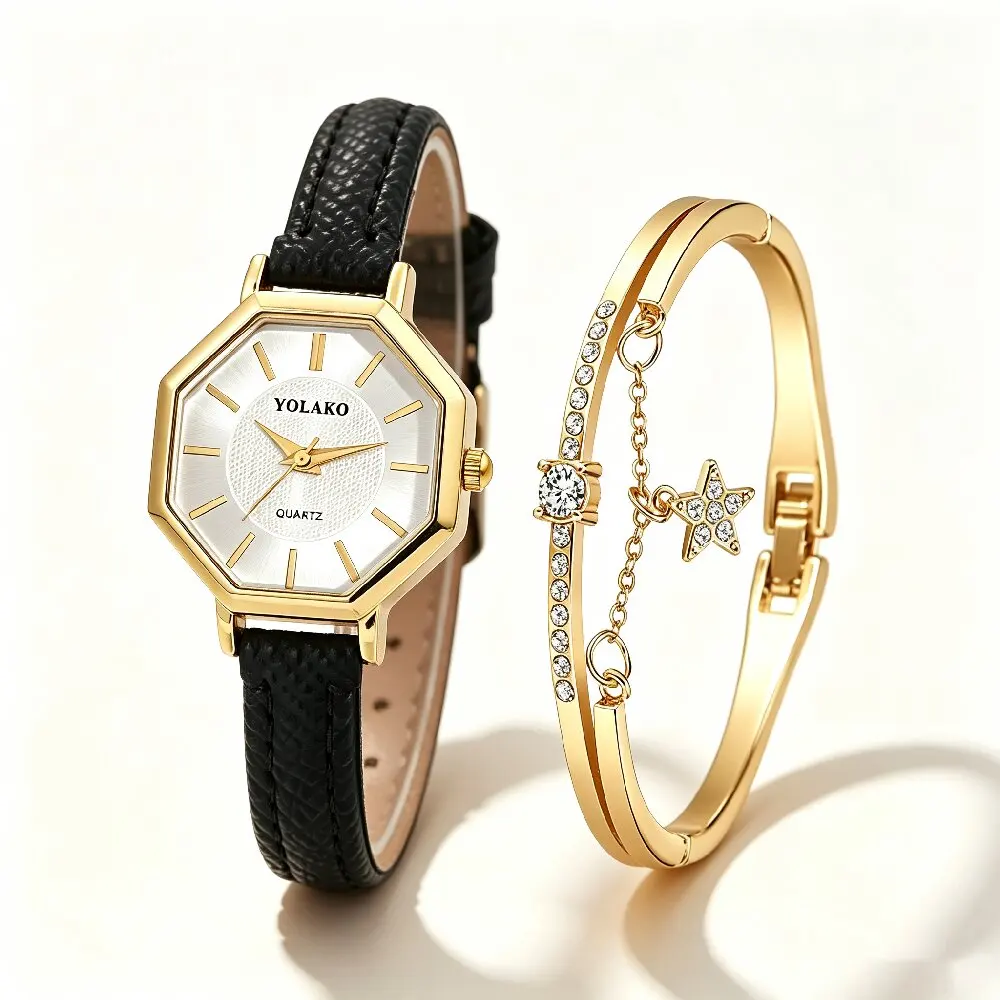2Pcs Compact And Exquisite Quartz Watch For Valentine's Day, Ramadan, Birthdays, The Ideal Gift For Friends And Family