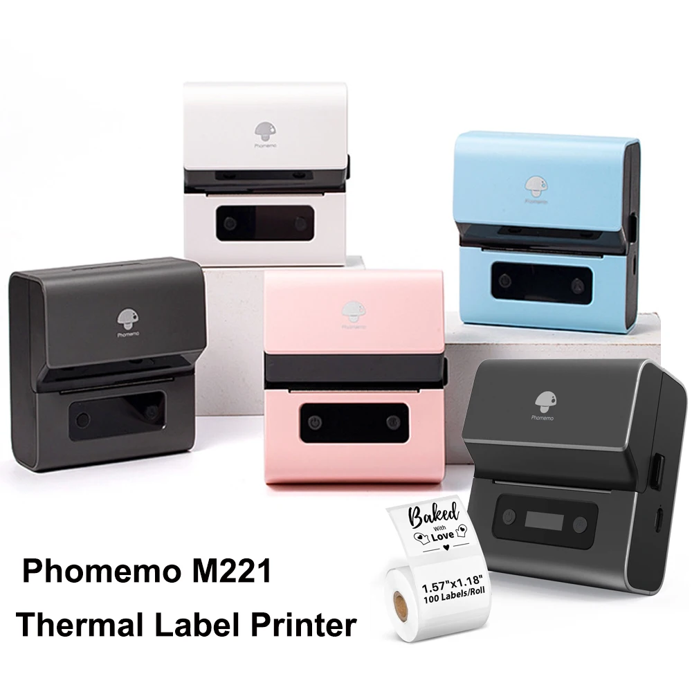 

Phomemo M221 Printer Thermal Wireless Label Maker with Sticker Mini Barcode Bluetooth Labeling Machine Price Tag Printers