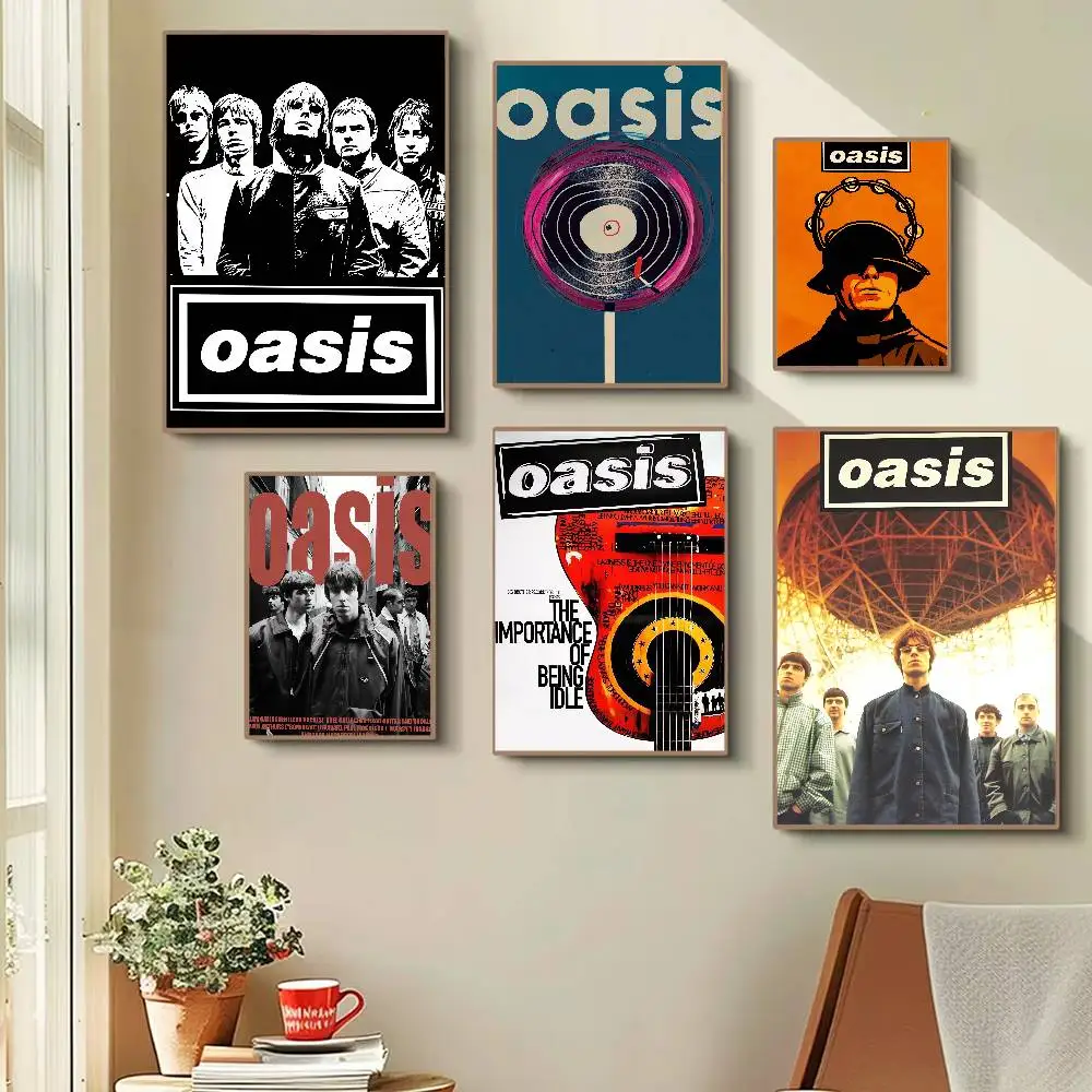 Band Oasis Anime Poster Waterproof Wall Art Sticker For Bar Living Room Vintage Room Decor Print Gift