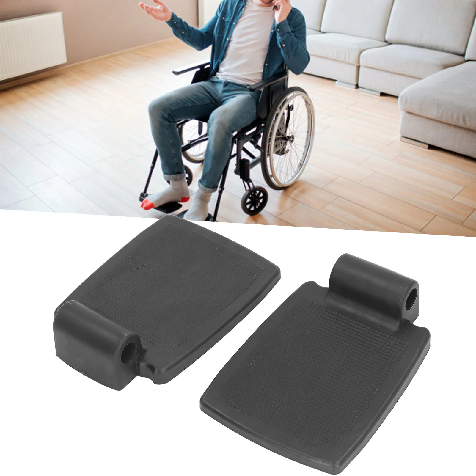 Wheelchair Footrest 19 Tube Elevating Legs Textured Surfaces Universal Foot Pedal Replacement Parts Wheelchair Foot Pedal