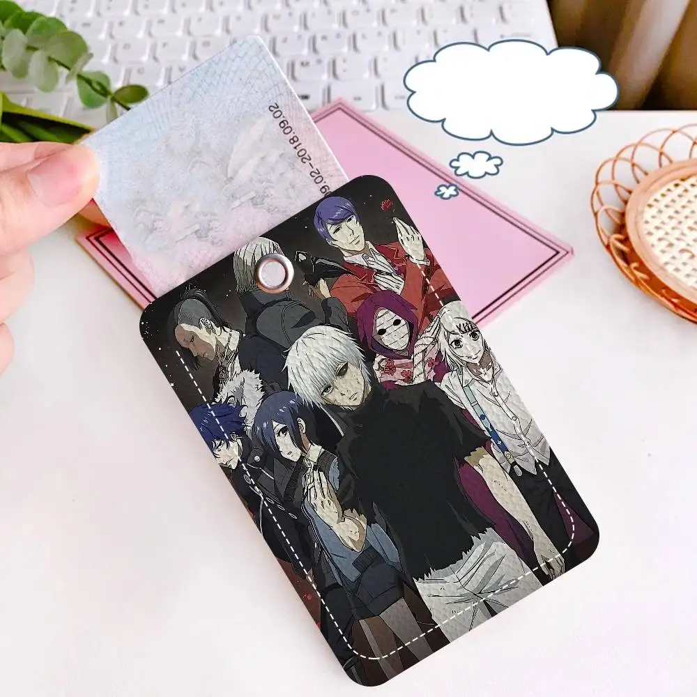Anime Tokyo Ghoul Keychain Card Holders Keyring Bank Bus ID Credit Cards Key Ring Chains
