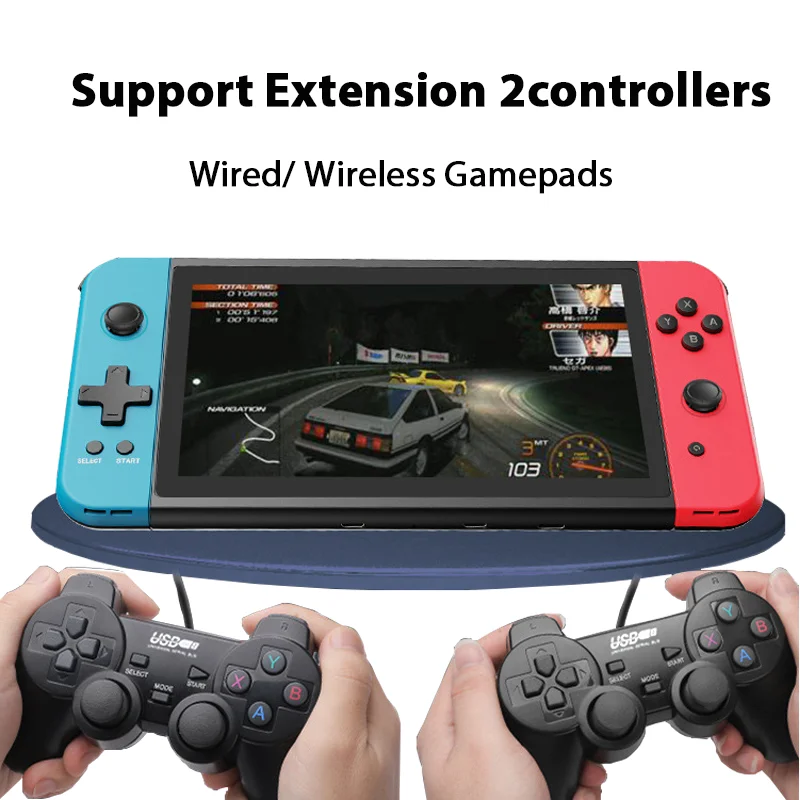 X70 2022 New Retro Handheld Game Console 7.0Inch HD Screen 64G 5700Games Extension Controller HD Output Retro Video Game Console