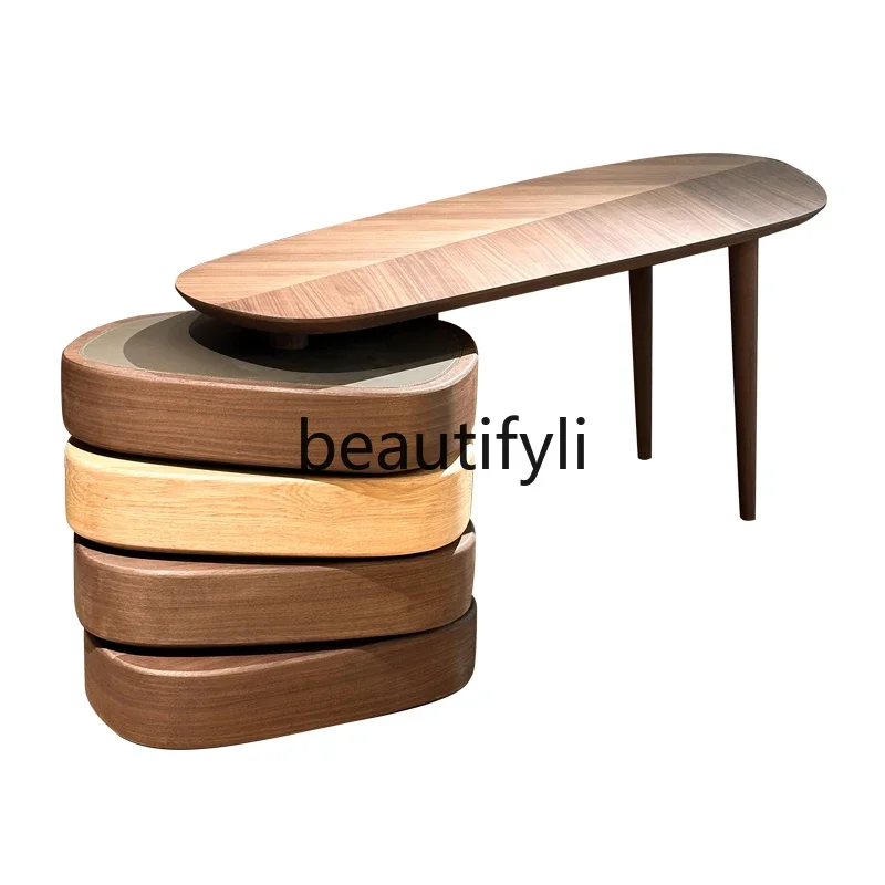 

E182 Modern simple French rotary walnut color desk antique designer