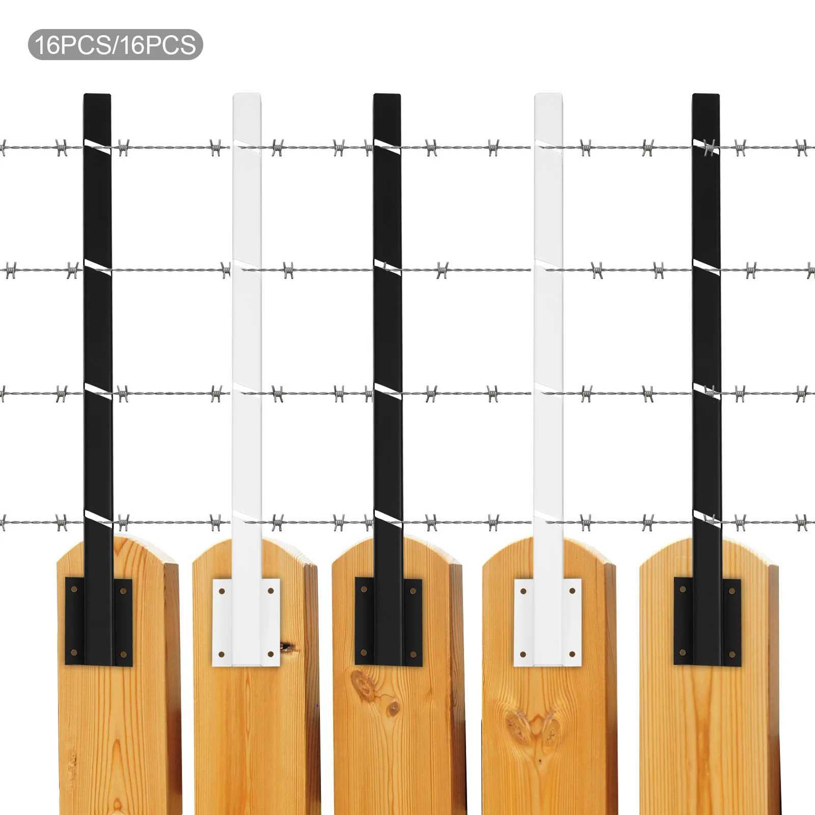 

16-Pack Fence Post Extenders Steel Outdoor Fence Wire Mesh Extension Arms for Garden/Yard with Baking Paint