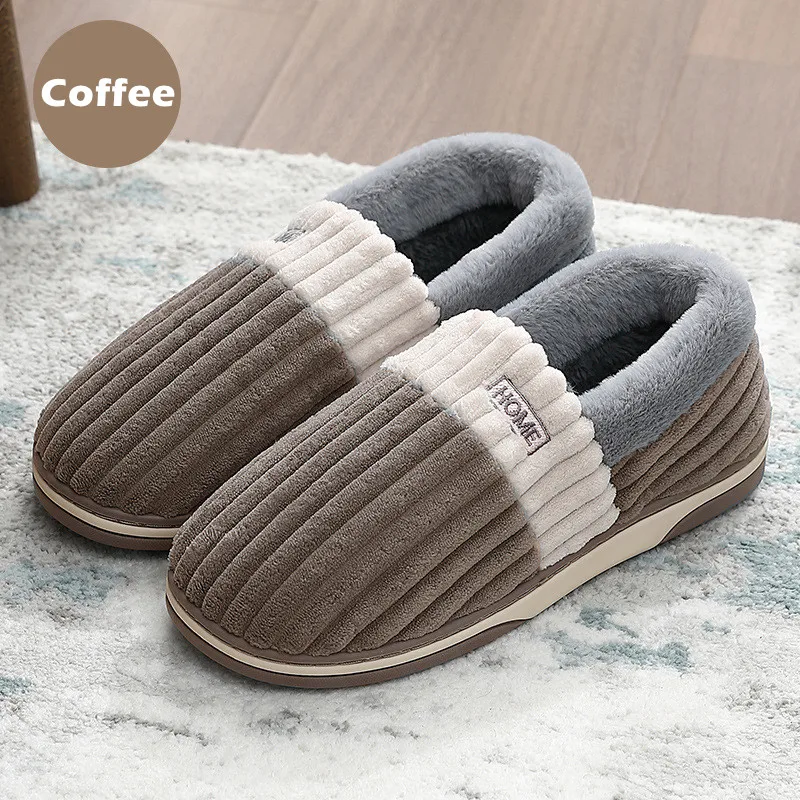 Comwarm Winter Warm pantofole in peluche per donna uomo spessa suola morbida pantofole in cotone peloso antiscivolo casa scarpe da coppia Indoor