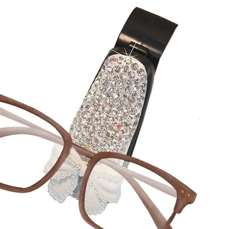 Car Sunglass Holder Clip Rhinestones Bowknot/Camellia Eyeglass Hanger Clip Visor Clip For Sunglasses Visor Sunglass Holder Sun