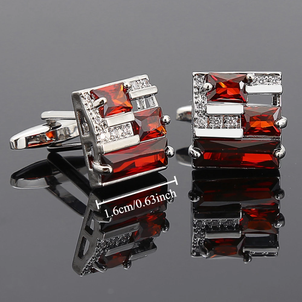 Staircase Crystal Studded Diamond Cufflink Diamond Studded Gradient Crystal Men's Cufflinks Business Dress Suit Shirt Accessory