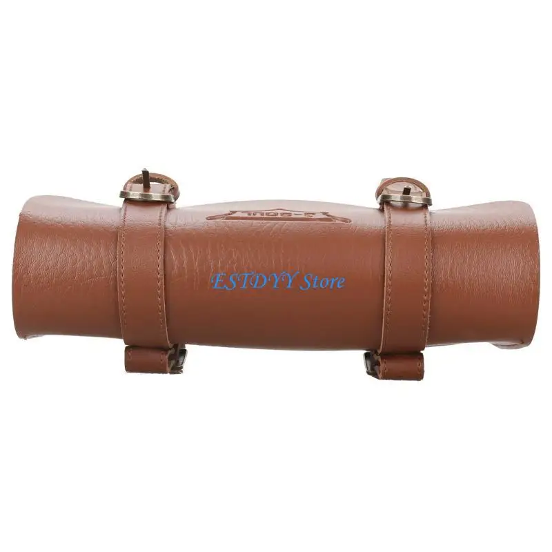 G6DE Motorcycle Handlebar Bag Saddlebag, PU Leather Handmade Motorcycle Fork Bag Roll, Durable Storage Tool with Straps