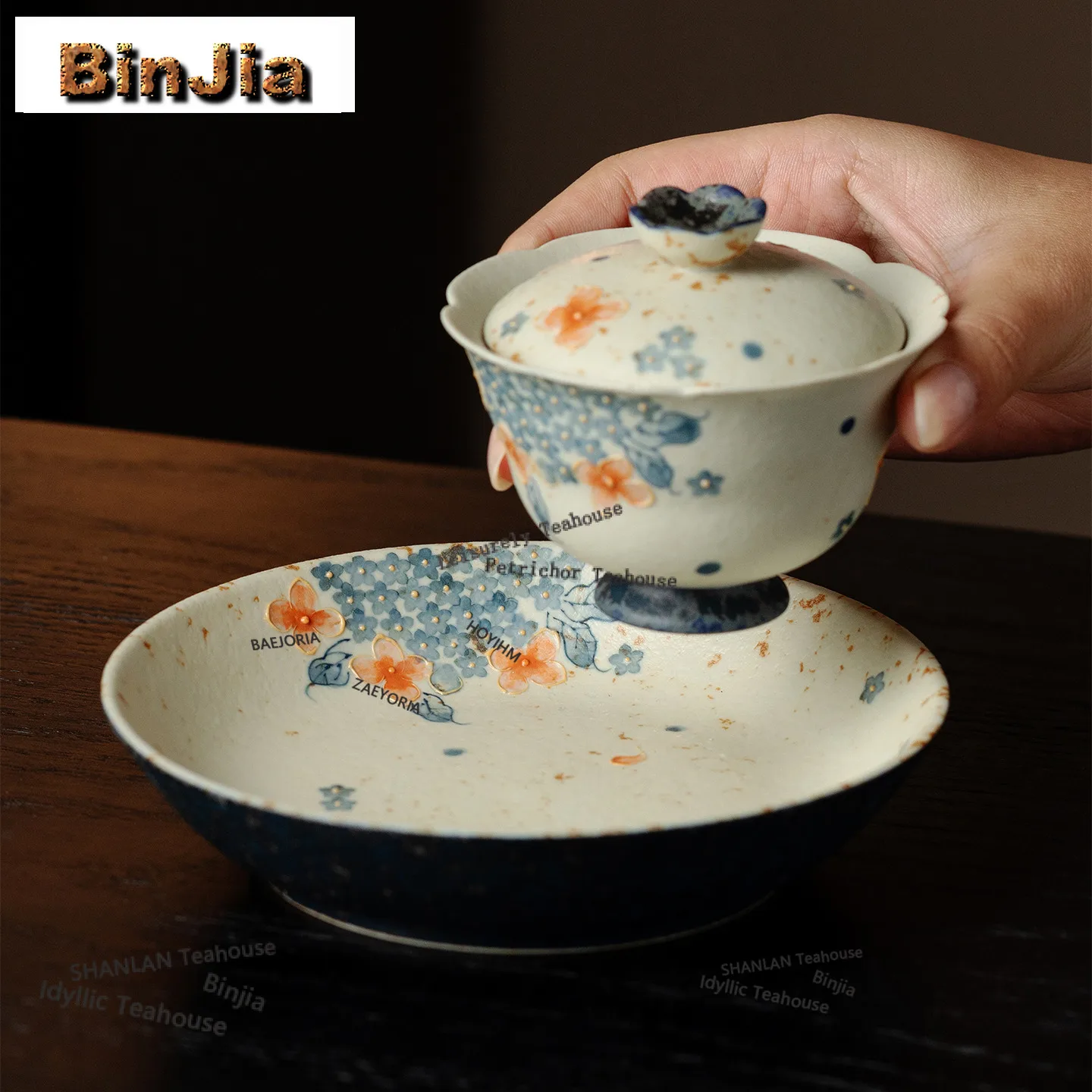BAEJORIA Flint Red Spotted Flower Pot Bearing Holder Zisha Pot Tray Dry Soaking Table Tea Tray Coasters Tea Set Accessories Gift