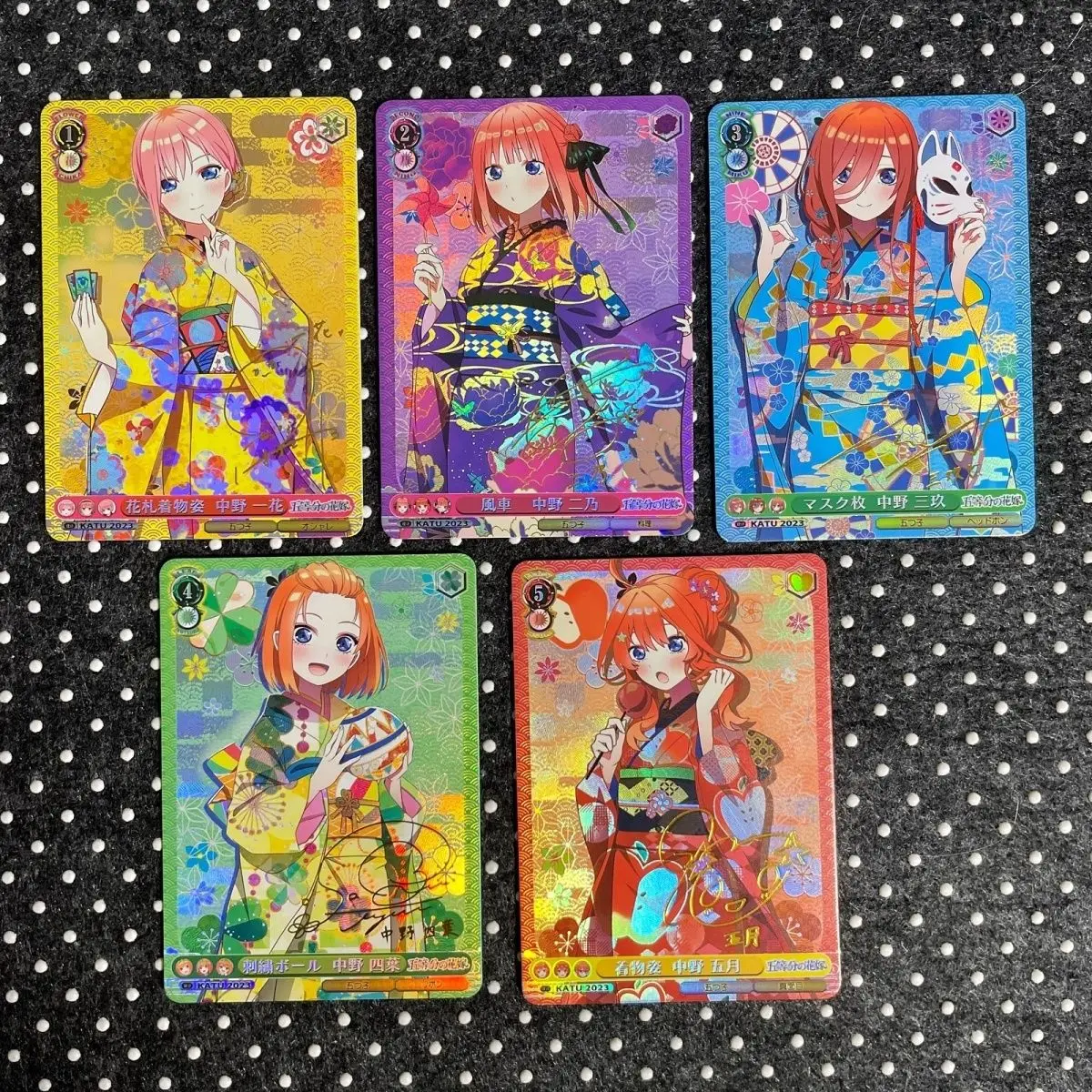 DIY Sakura Kimono The Quintessential Quintuplets Hot Stamping Signature Card Nakano Ichika/Yotsuba/Itsuki Game Collection Card