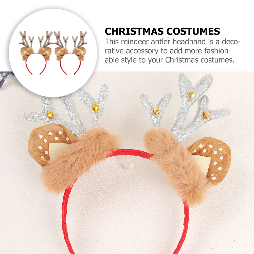 

2Pcs Xmas Reindeer Antler Headband Lovely Xmas Headdress Festival Party Supplies Christmas Antler Headband Christmas Headpiece