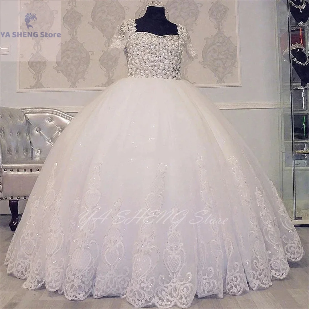 

Flower Girl Dress For Wedding Sequin Tulle Puffy Sleeveless Open Back Princess Kids Birthday Party First Communion Ball Gowns
