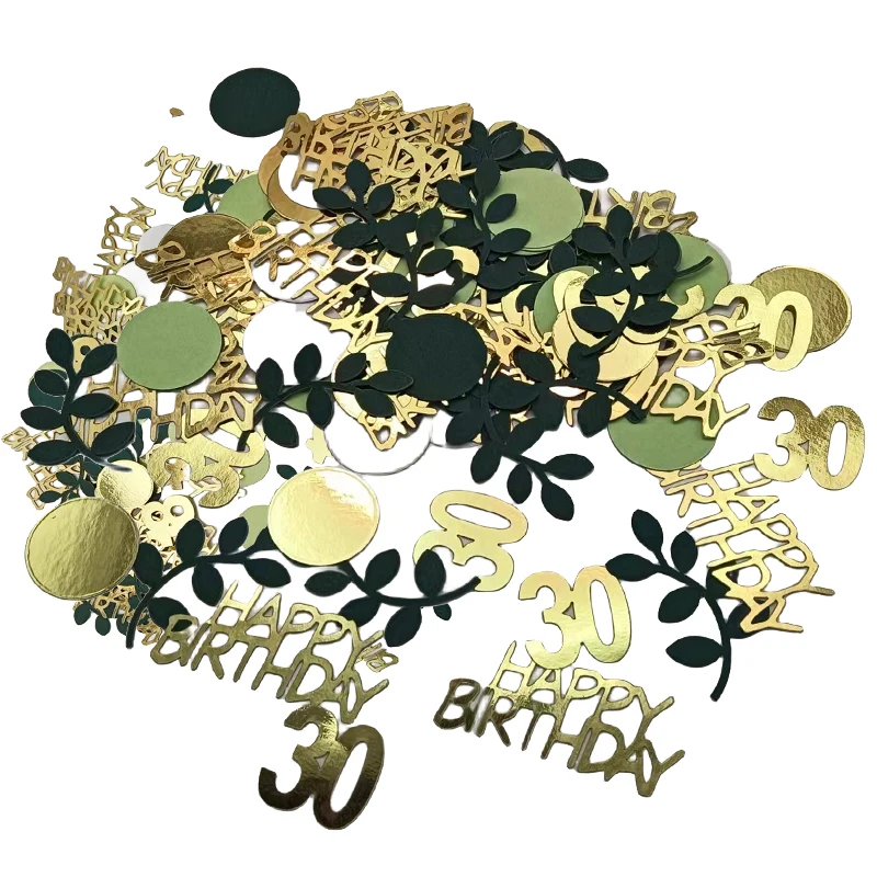 Ggreen Leaf 18 30 40 50 60th Sequin Happy Birthday Confetti adult Adult  Happy Birthday Anniversary Party Table Scatter Decor