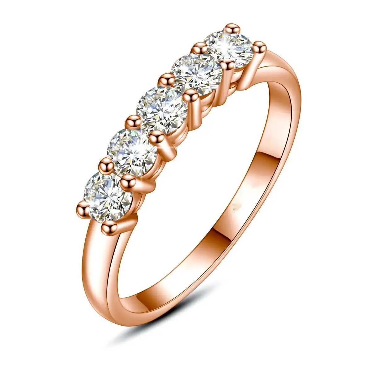 JH GRA-Zertifikat, Original, massiver Goldring mit 4 mm Moissanit für Damen, 5 Steine, 925er Silber, luxuriöser Schmuck, Verlobungsgeschenk, Trend – Detail 3