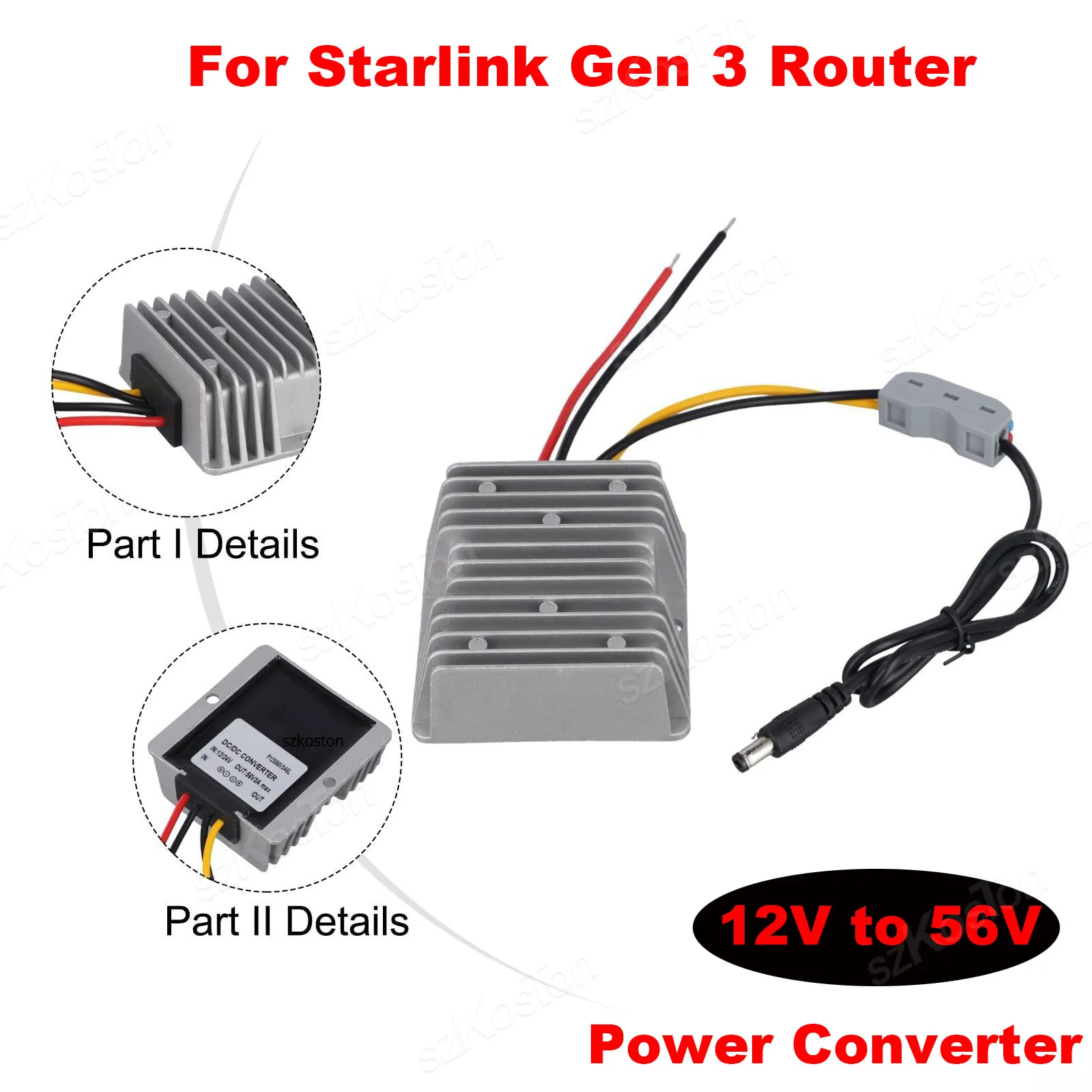 For Starlink Gen 3 Router Booster 12V To 56V 3A DC Power Converter CV/CC Step Up Power Adapter Rechargeable for G-en 3 Accessory