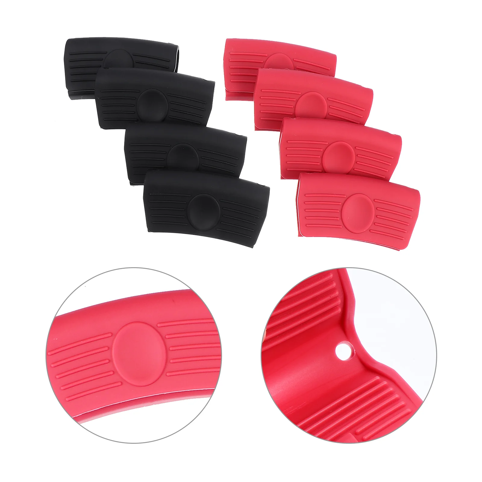 

4 Pair Handles Silicone Pot Ear Clips Hot Cover Grip Detachable Holders Silica Gel