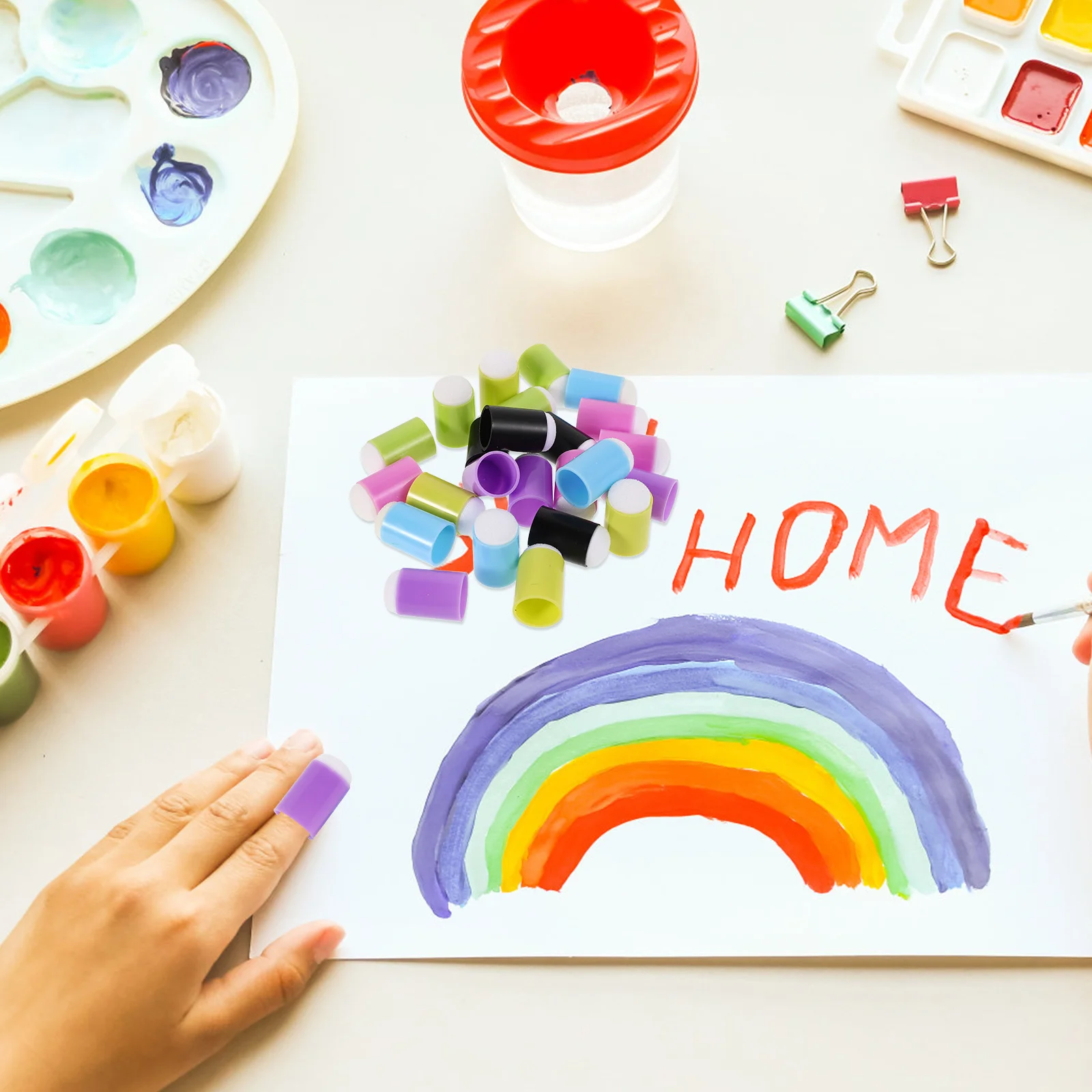 

24Pcs Finger Sponge Painting Kit Soft Sponges for Kids Adults DIY Art Crafts Drawing Stencil Painting Supplies Finger